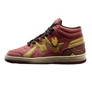 The Souled Store Iron Man: Arc Reactor Men and Boys High Top Sneakers Maroon and Gold Streetwear Smooth Synthetic Cushioned Midsole Red Rubber Sole Lace Up Closure Padded Ankle Collar